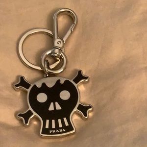 Prada metal skeleton key chain or purse charm